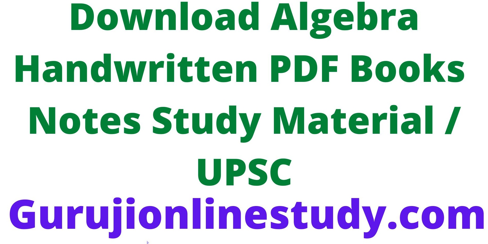 Algebra Handwritten PDF