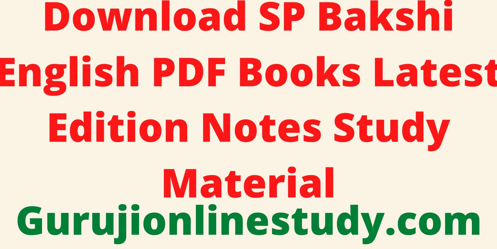 SP Bakshi English PDF